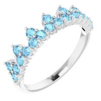 Ladies Sterling Silver Aquamarine Crown Ring   
